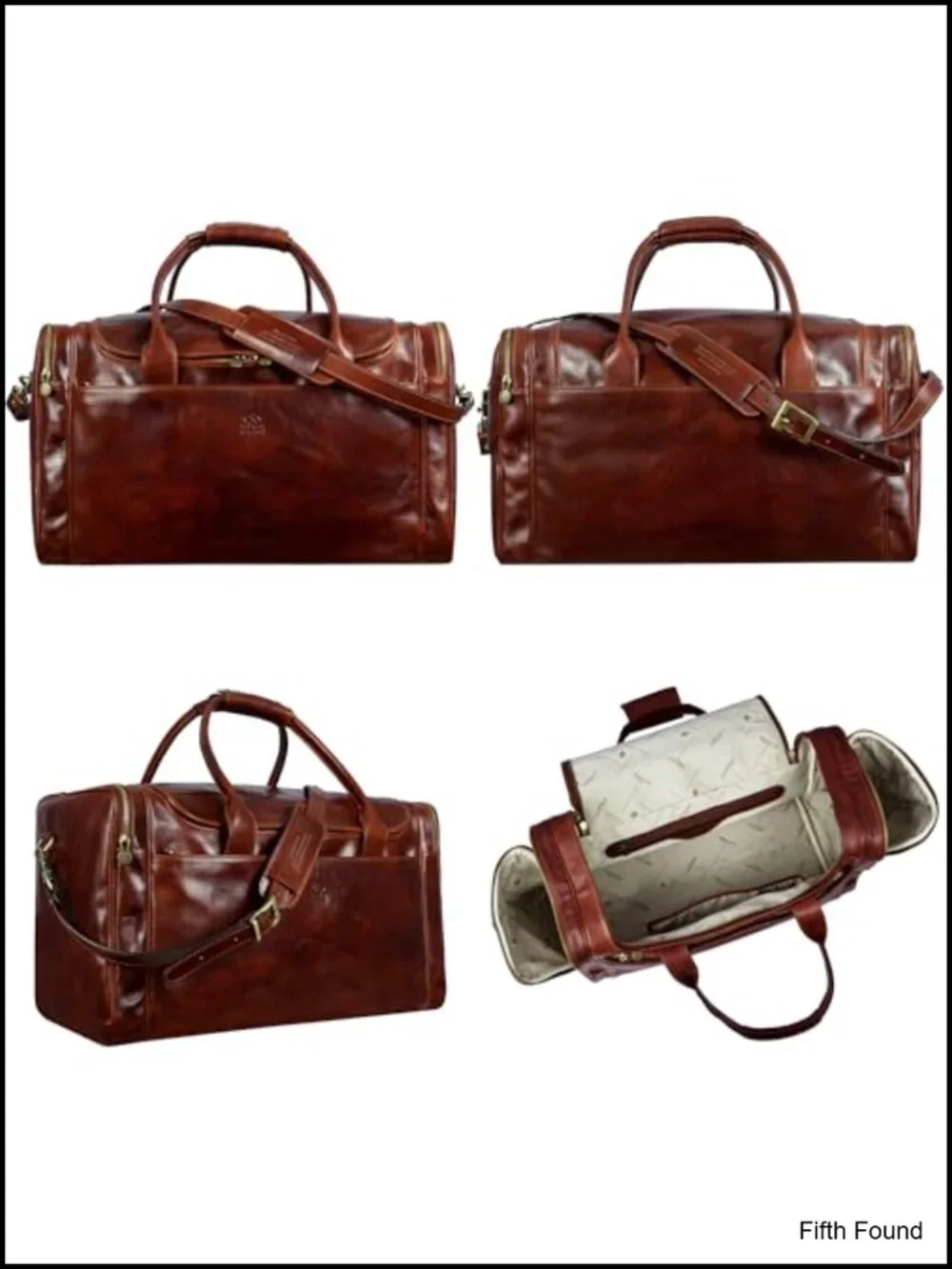 Full Grain Italian Leather Travel Duffel Bag